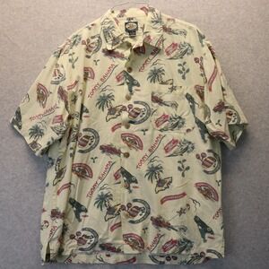 Tommy Bahama Shirt Mens Medium Hawaiian Christmas Beach Button Up Short Sleeve